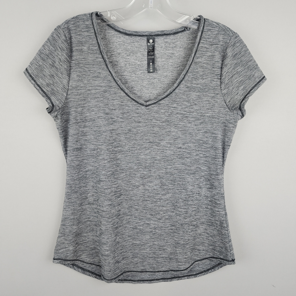 90 Degree Athletic Top Gray V-Neck Women's Shirt Sz Small